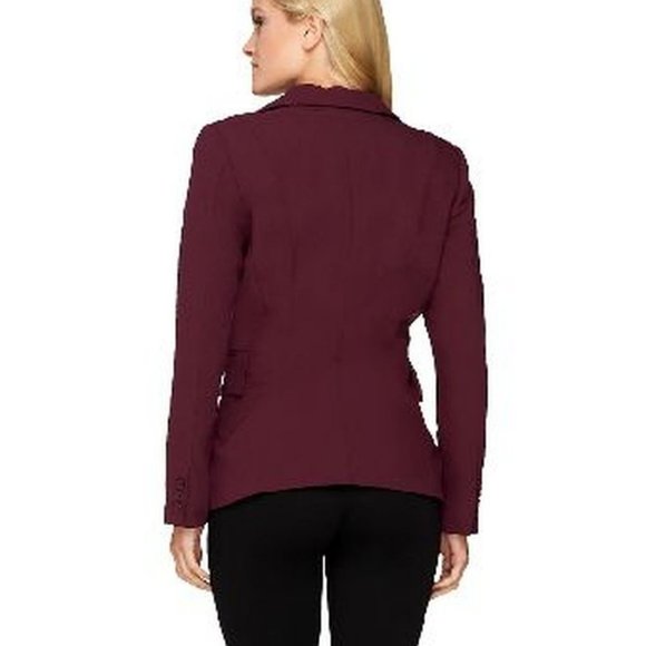NWT MARK ZUNINO STYLE BUTTON FRONT BLAZER 6 WINE - Picture 2 of 13